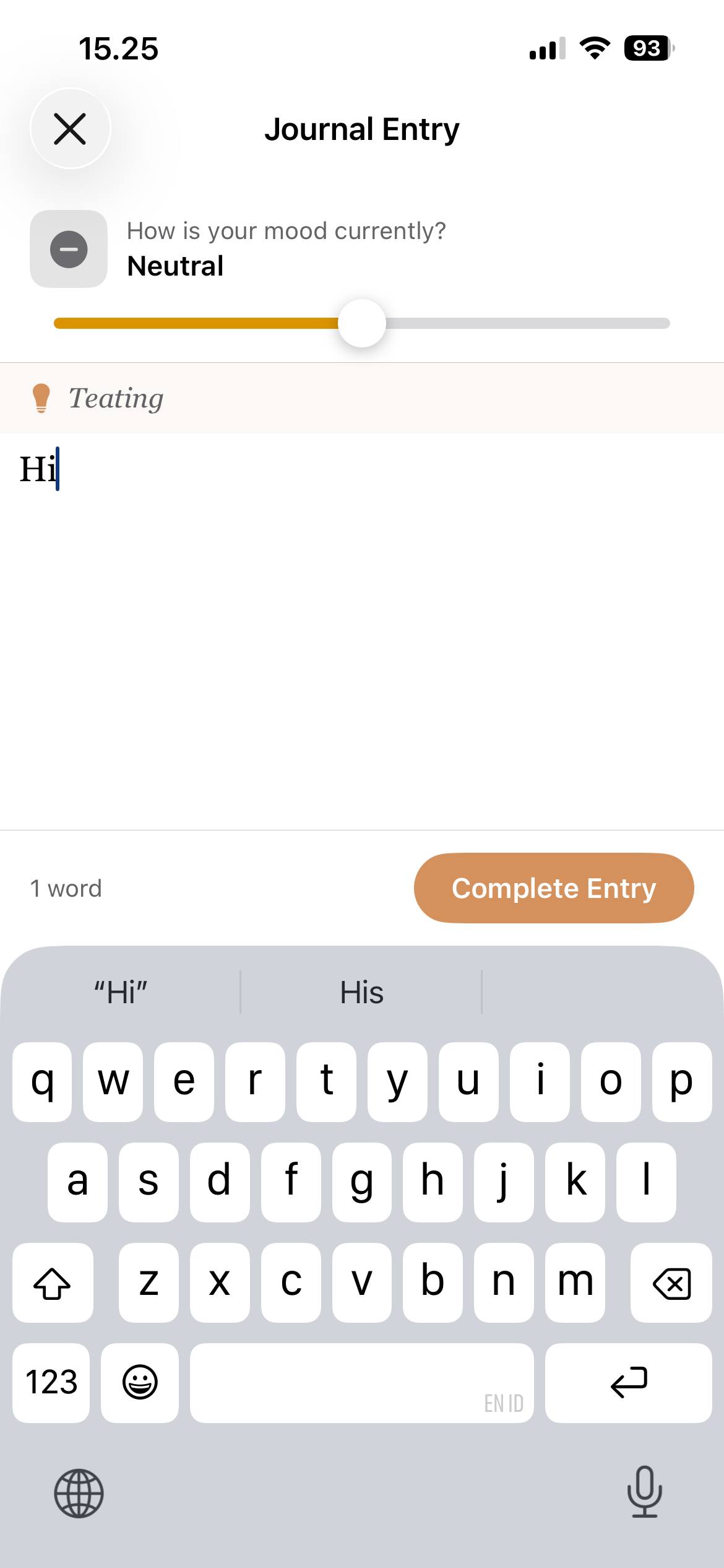 JournalFirst — mood slider