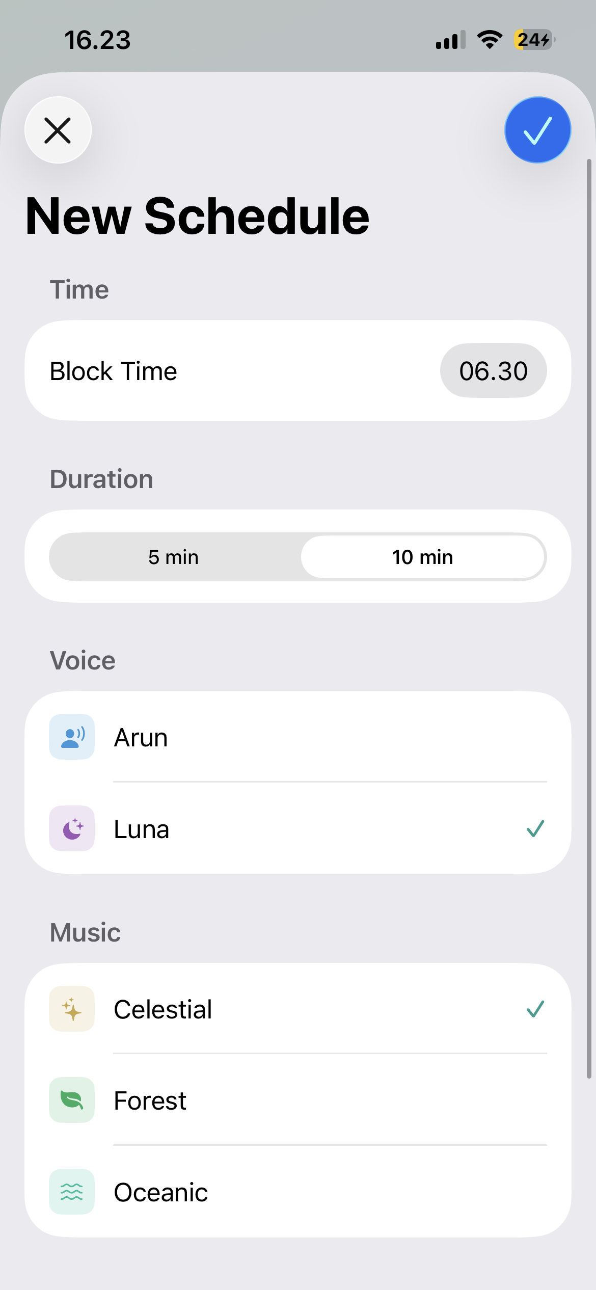 MeditateFirst — session picker