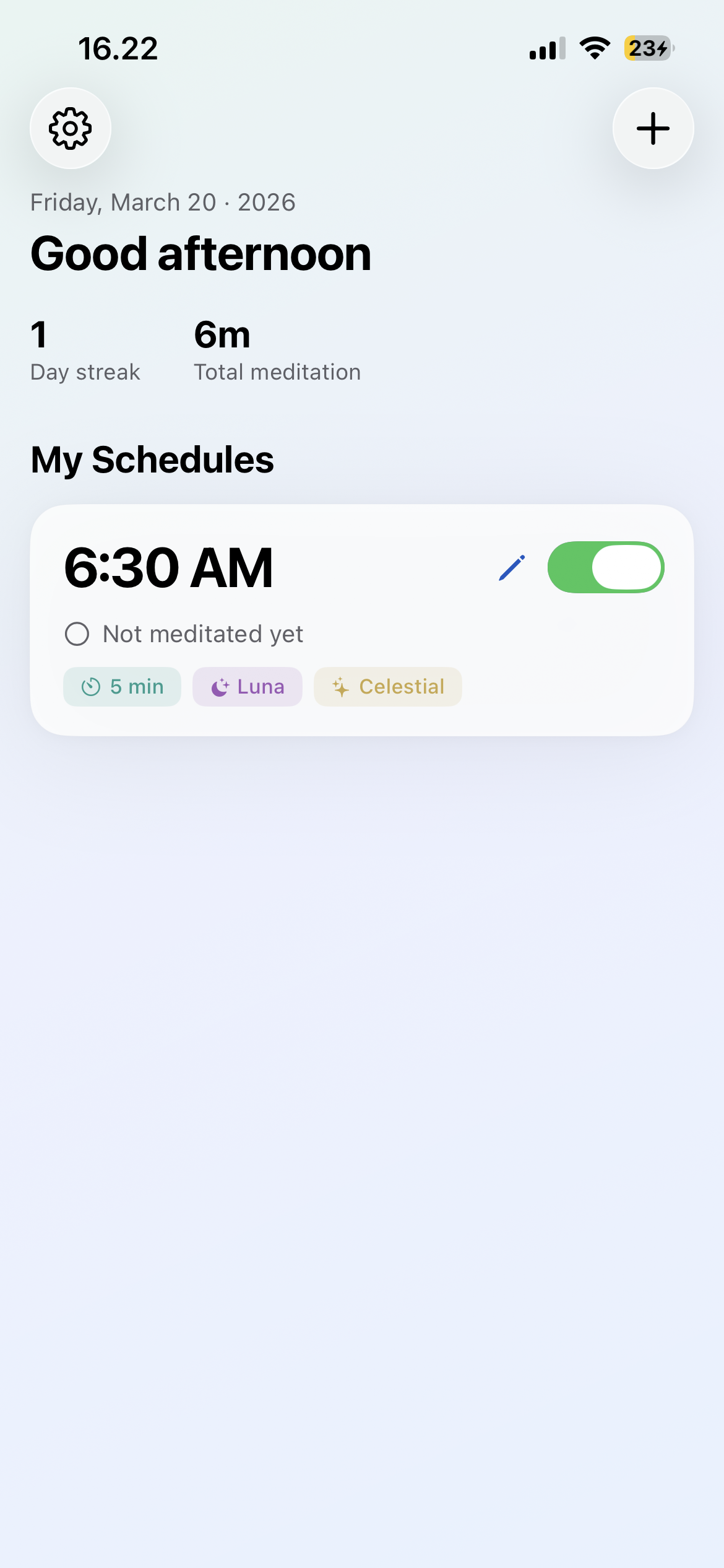 MeditateFirst — active session