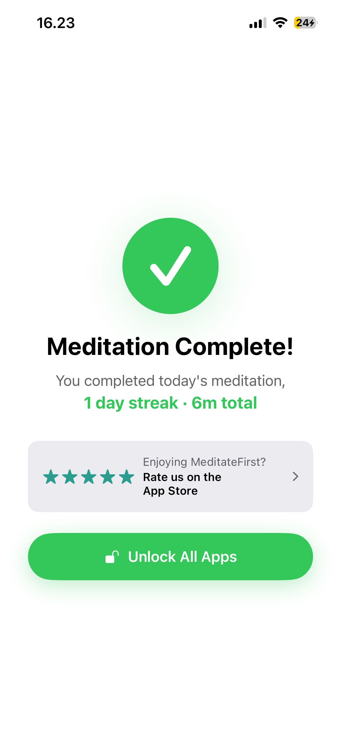 MeditateFirst — streak view